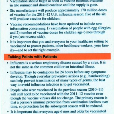 Influenza Vaccine Pocket Guides